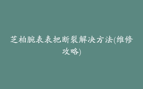 芝柏腕表表把断裂解决方法(维修攻略)