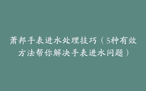 萧邦手表进水处理技巧（5种有效方法帮你解决手表进水问题）