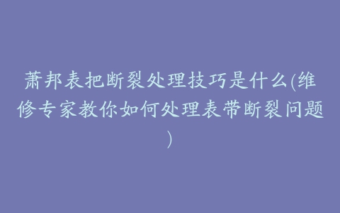 萧邦表把断裂处理技巧是什么(维修专家教你如何处理表带断裂问题)