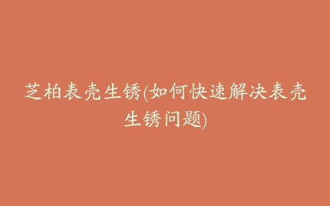 芝柏表壳生锈(如何快速解决表壳生锈问题)