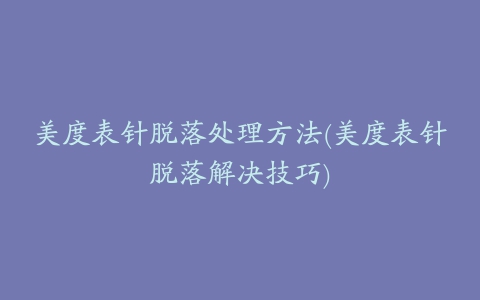 美度表针脱落处理方法(美度表针脱落解决技巧)