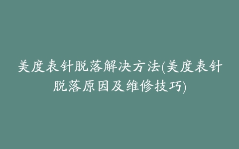 美度表针脱落解决方法(美度表针脱落原因及维修技巧)