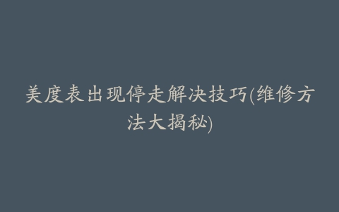 美度表出现停走解决技巧(维修方法大揭秘)