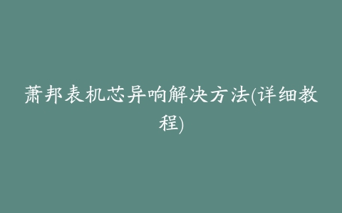 萧邦表机芯异响解决方法(详细教程)