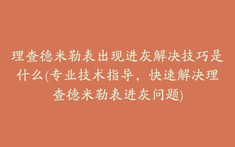 理查德米勒表出现进灰解决技巧是什么(专业技术指导,快速解决理查德米勒表进灰问题)