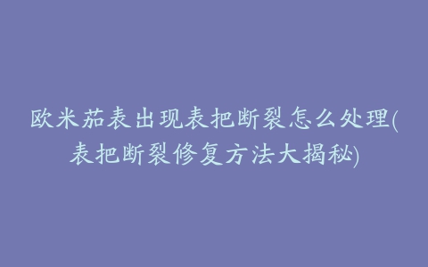 欧米茄表出现表把断裂怎么处理(表把断裂修复方法大揭秘)