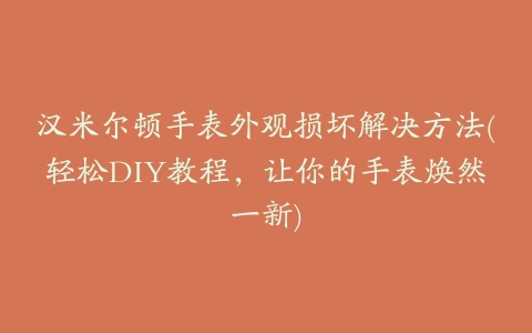 汉米尔顿手表外观损坏解决方法(轻松DIY教程,让你的手表焕然一新)