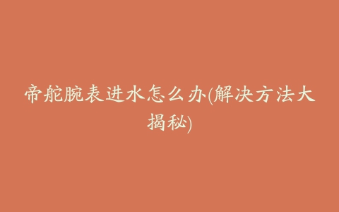 帝舵腕表进水怎么办(解决方法大揭秘)