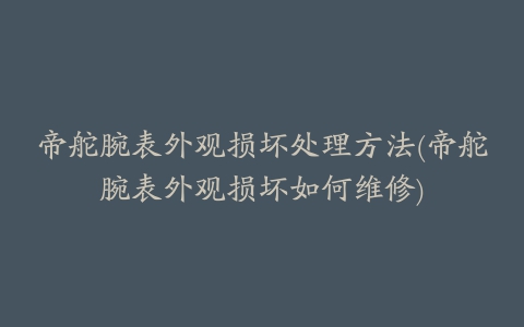帝舵腕表外观损坏处理方法(帝舵腕表外观损坏如何维修)