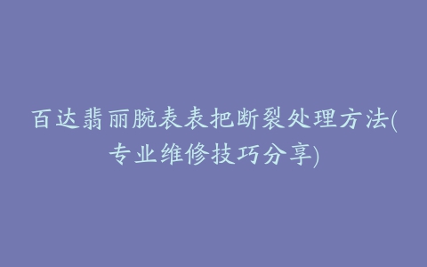 百达翡丽腕表表把断裂处理方法(专业维修技巧分享)