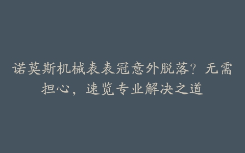 诺莫斯机械表表冠意外脱落?无需担心,速览专业解决之道
