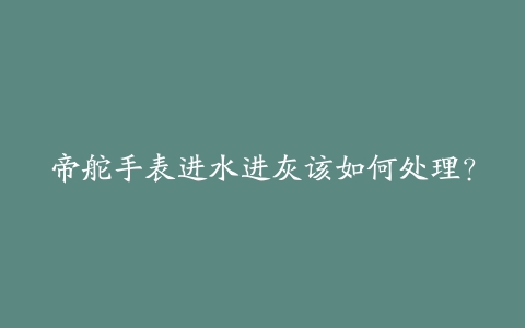 帝舵手表进水进灰该如何处理？