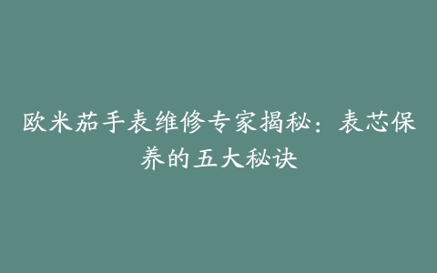 欧米茄手表维修专家揭秘：表芯保养的五大秘诀