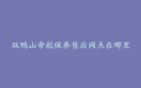 双鸭山帝舵保养售后网点在哪里