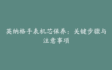 英纳格手表机芯保养:关键步骤与注意事项