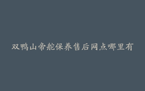 双鸭山帝舵保养售后网点哪里有