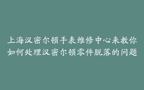 上海汉密尔顿手表维修中心来教你如何处理汉密尔顿零件脱落的问题