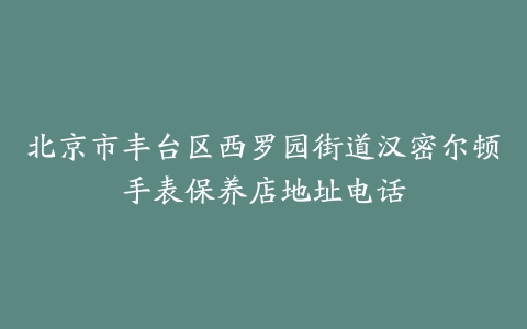 北京市丰台区西罗园街道汉密尔顿手表保养店地址电话