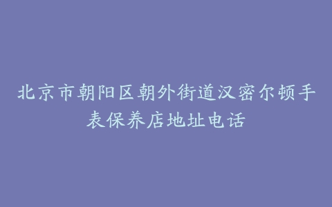 北京市朝阳区朝外街道汉密尔顿手表保养店地址电话