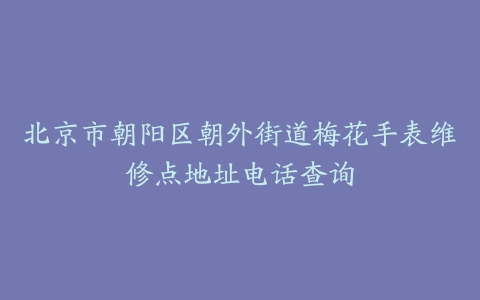 北京市朝阳区朝外街道梅花手表维修点地址电话查询