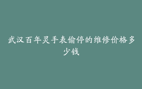武汉百年灵手表偷停的维修价格多少钱