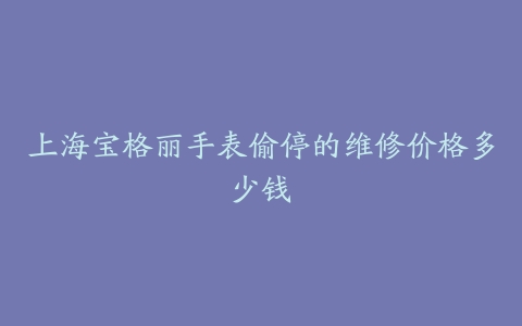 上海宝格丽手表偷停的维修价格多少钱-保养之家