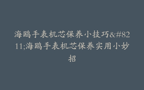 海鸥手表机芯保养小技巧–海鸥手表机芯保养实用小妙招-保养之家