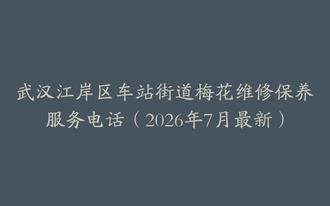 武汉江岸区车站街道梅花维修保养服务电话（2026年7月最新）