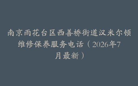 南京雨花台区西善桥街道汉米尔顿维修保养服务电话（2026年7月最新）