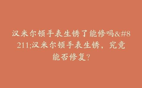 汉米尔顿手表生锈了能修吗–汉米尔顿手表生锈，究竟能否修复？