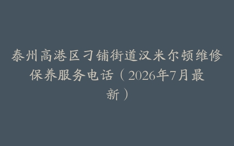泰州高港区刁铺街道汉米尔顿维修保养服务电话（2026年7月最新）
