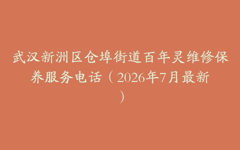 武汉新洲区仓埠街道百年灵维修保养服务电话（2026年7月最新）