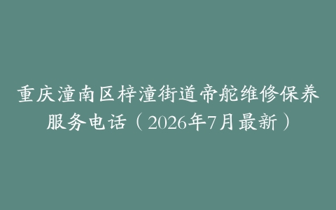 重庆潼南区梓潼街道帝舵维修保养服务电话（2026年7月最新）