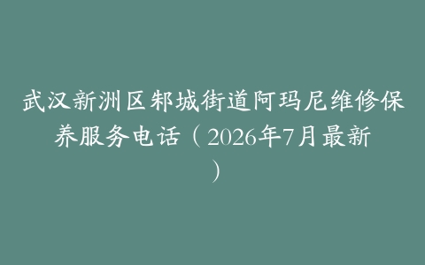 武汉新洲区邾城街道阿玛尼维修保养服务电话（2026年7月最新）