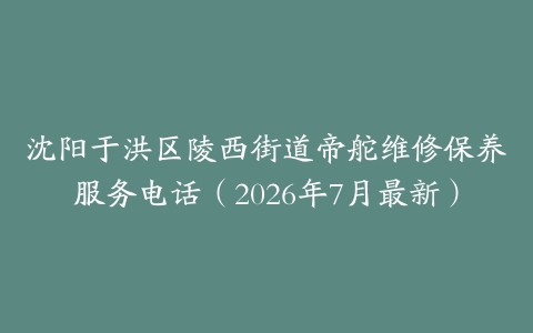 沈阳于洪区陵西街道帝舵维修保养服务电话（2026年7月最新）