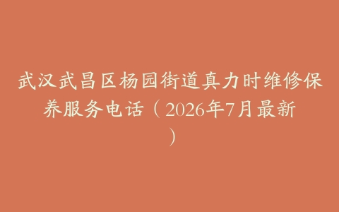 武汉武昌区杨园街道真力时维修保养服务电话（2026年7月最新）