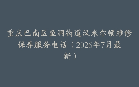 重庆巴南区鱼洞街道汉米尔顿维修保养服务电话（2026年7月最新）
