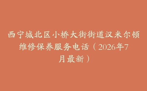 西宁城北区小桥大街街道汉米尔顿维修保养服务电话（2026年7月最新）
