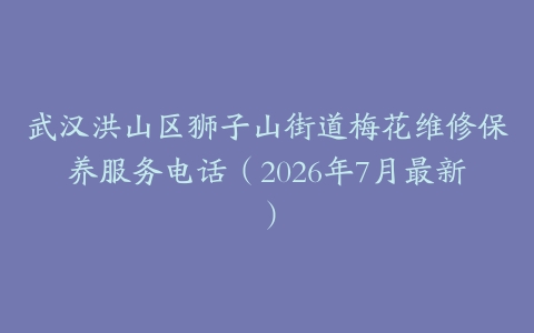 武汉洪山区狮子山街道梅花维修保养服务电话（2026年7月最新）