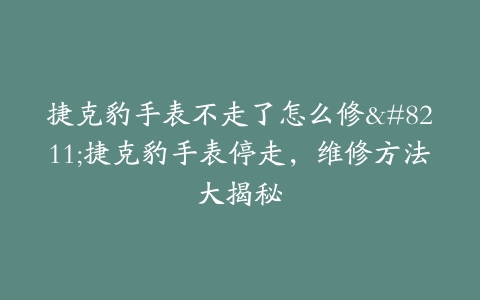 捷克豹手表不走了怎么修–捷克豹手表停走，维修方法大揭秘