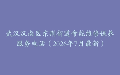 武汉汉南区东荆街道帝舵维修保养服务电话（2026年7月最新）