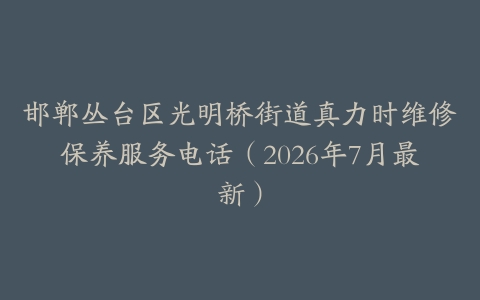 邯郸丛台区光明桥街道真力时维修保养服务电话（2026年7月最新）